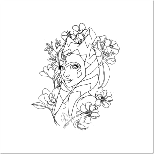 Ahsoka One Line Art Flowers Posters and Art